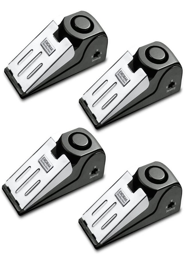 اي ام دي ماك جهاز إنذار EMDMAK لإيقاف الباب مع صفارة إنذار بقوة 120 ديسيبل للاستخدام المنزلي والسفر (أسود) (عبوة من 4 قطع) - Image 1